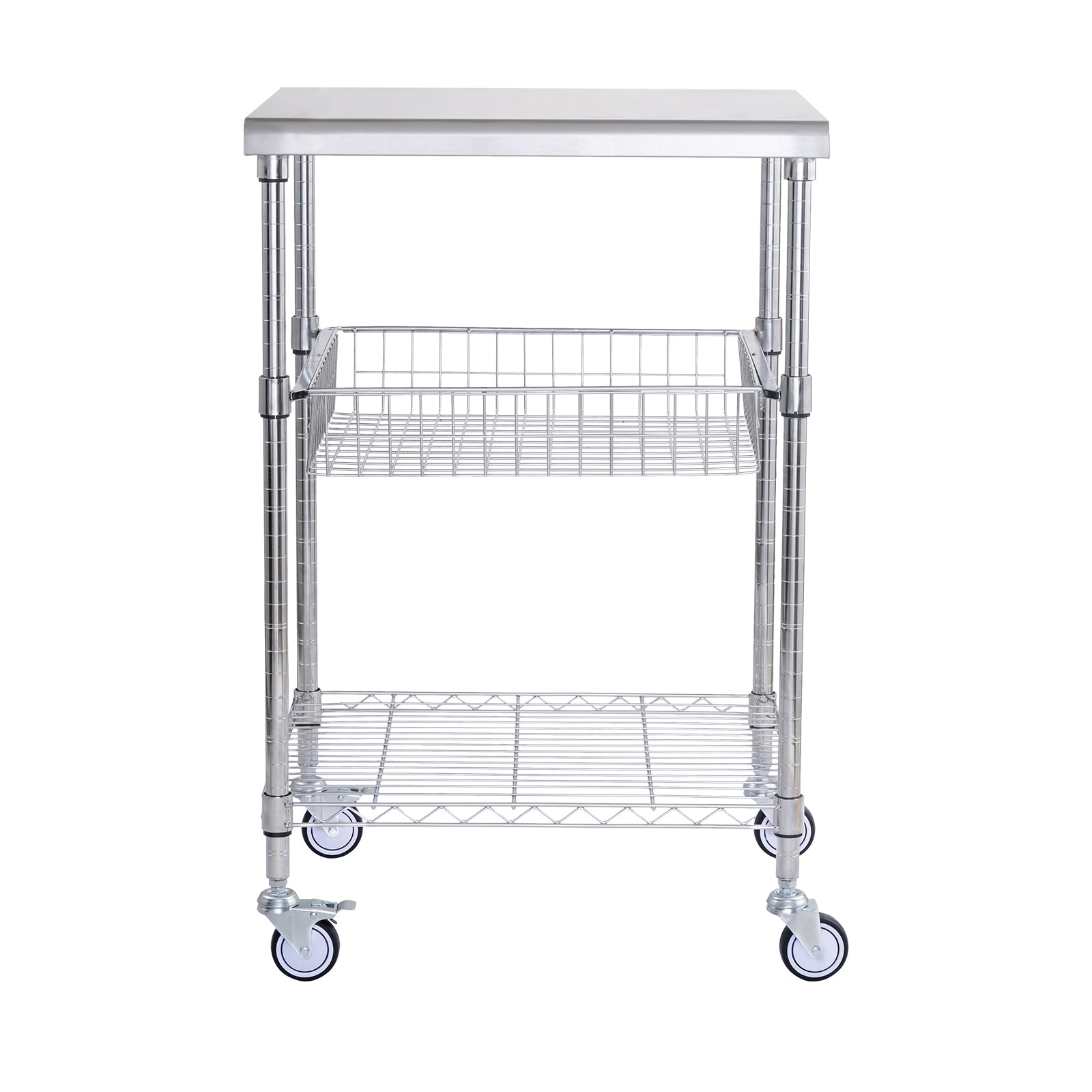 3-tier Rolling Utility Cart With 6 Hooks For Kitchen Storage_voghion.com